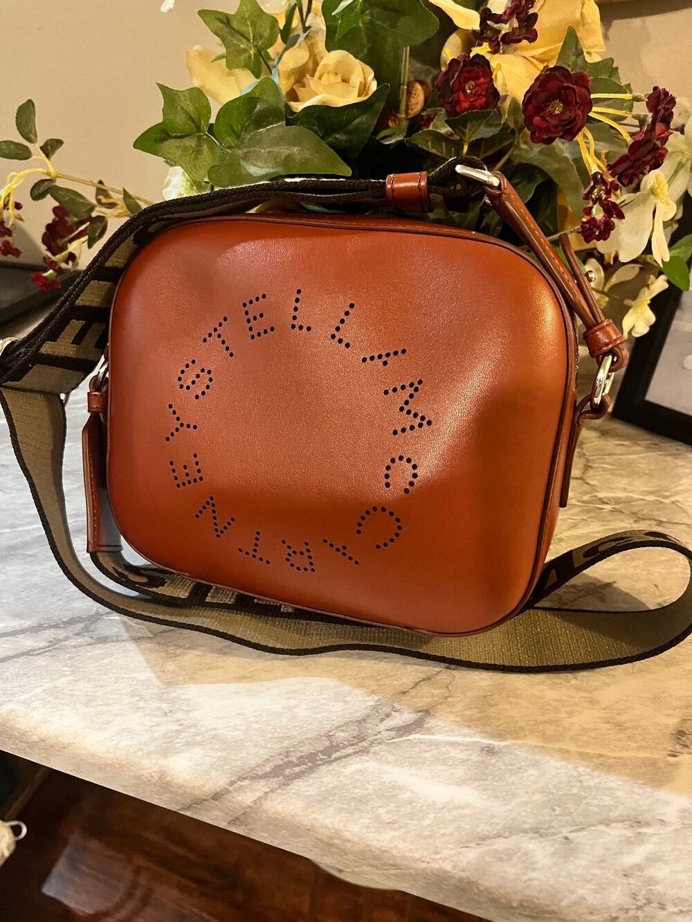 Stella McCartney brown logo camera crossbody